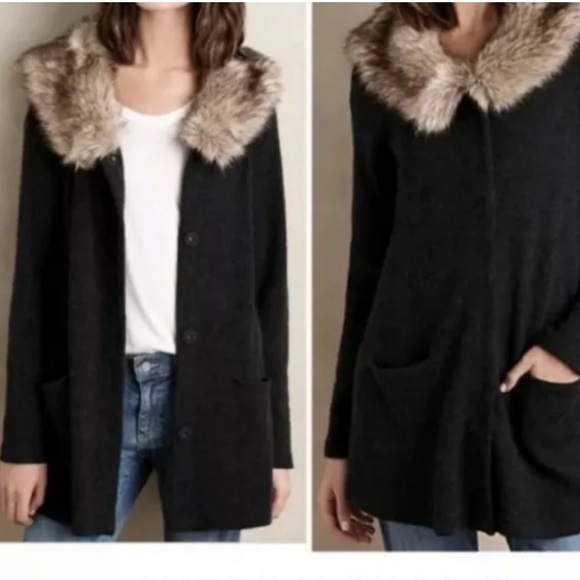 Anthropologie Sweaters - Anthropologie MOTH faux fur trim cardigan